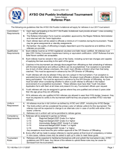 Referee Plan - Old Pueblo Invitational