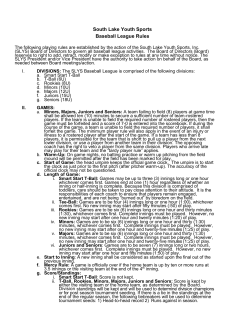 Playing Rules - SOUTH LAKE YOUTH SPORTS, INC. BABE RUTH LG