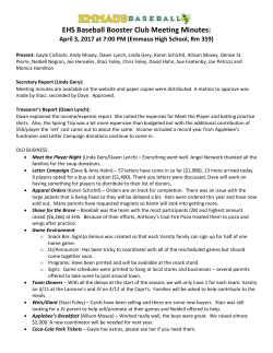 EHS Baseball Booster Club Meeting Minutes: April 3, 2017 at 7:00 PM