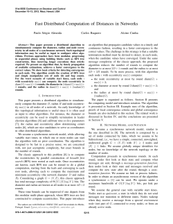Fast Distributed Computation of Distances in Networks