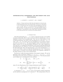 DETERMINANTAL EXPRESSION AND RECURSION FOR JACK