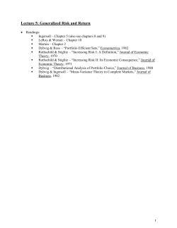 Lecture 1: Risk and Risk Aversion