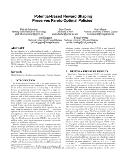 Potential-Based Reward Shaping Preserves Pareto Optimal Policies