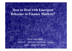 How to Deal with Emergent Behavior in Finance Markets?