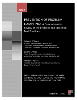 Prevention of Problem/Pathological Gambling