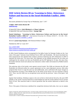 ISSF Article Review 80 on &ldquo;Learning to Deter. Deterrence - H-Net