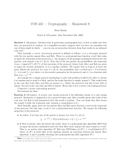 COS 433 &mdash; Cryptography &mdash; Homework 9.