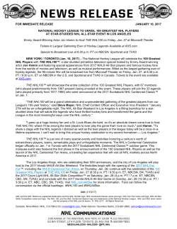 for immediate release january 10, 2017 national hockey league to