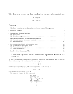 The Riemann proble for fluid mechanics: the case of a perfect gaz