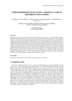 user experience in playing a digital game in different situations