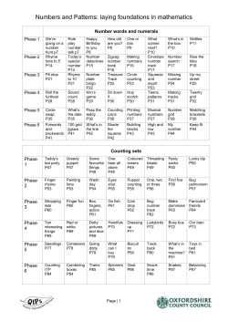 Numbers and Patterns: laying foundations in mathematics Number