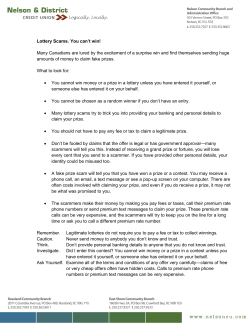 Lottery Scams. You can`t win! Many Canadians are lured by the