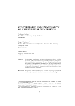 completeness and universality of arithmetical numberings