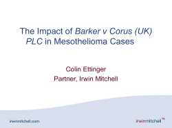 The Impact of Barker v Corus (UK) PLC in Mesothelioma Cases