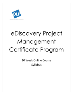 OLP eDiscovery Project Management Certificate Program Syllabus