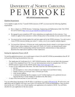 OPT STEM Extension Instructions Eligibility Requirements To be