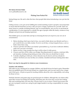 Choosing a Pet - Pet Health Council