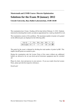 Solutions for the Exam 30 January 2012