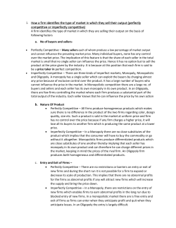 How a firm identifies the type of market in which they sell their output