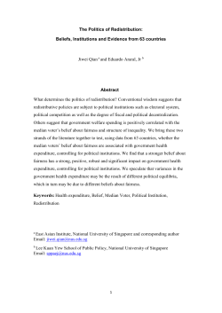 The Politics of Redistribution: Beliefs, Institutions and Evidence from