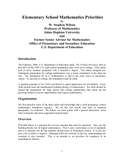 Elementary School Mathematics Priorities