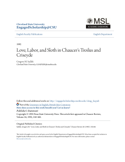 Love, Labor, and Sloth in Chaucer`s Troilus and Criseyde