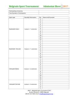 Application form - Belgrade Sport Tournament
