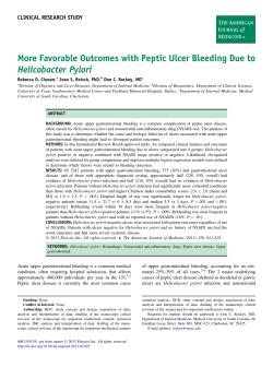 Favorable Outcomes with Peptic Ulcer Bleeding Due to Helicobacter