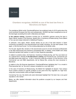 Chambers recognizes JAUSAS as one of the best law firms in