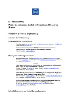 ICT Platform Day Poster Contributions Sorted by Schools and