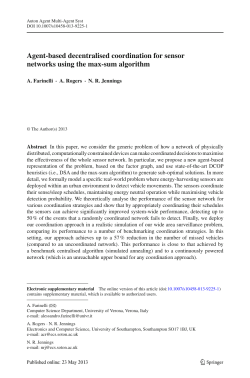 Agent-based decentralised coordination for sensor