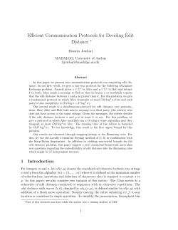 Efficient Communication Protocols for Deciding Edit