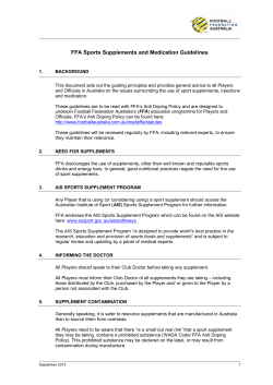 FFA Sports Supplements and Medication Guidelines