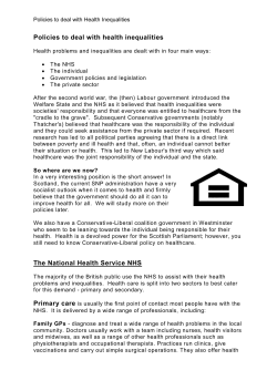 Policies to deal with health inequalities