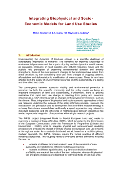 Integrating Biophysical and Socio-Economic Models for Land Use