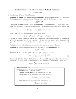 Lecture Note - Calculus of Vector