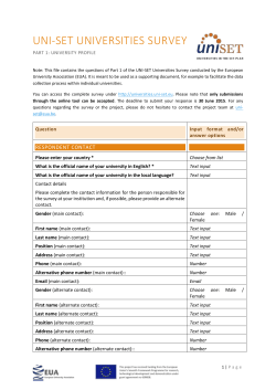 Budget - UNI-SET Universities Survey