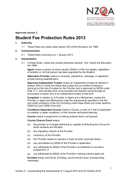Student Fee Protection Rules 2013