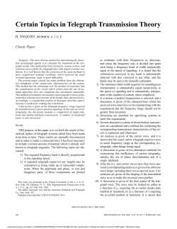 Certain topics in telegraph transmission theory