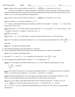 MAT 702 Spring 2012 QUIZES