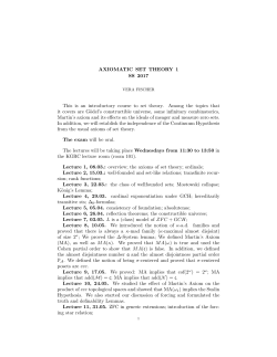 Axiomatic set theory 1 - Kurt G&ouml;del Research Center