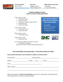 Free Lunch before Tournament Play + 2 Free Drink Tickets Per