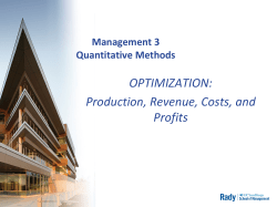 OPTIMIZATION: Production, Revenue, Costs, and Profits