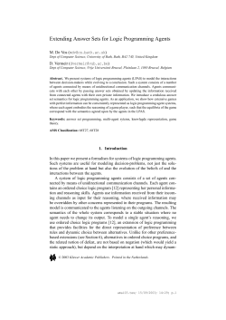 Extending Answer Sets for Logic Programming Agents