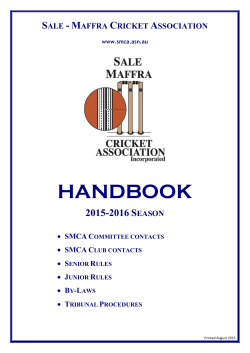 Sale Maffra Cricket Association RULES updated 20 August 2015