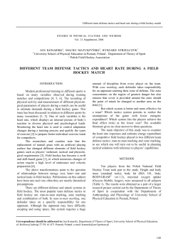 different team defense tactics and heart rate during a field hockey