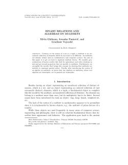 BINARY RELATIONS AND ALGEBRAS ON MULTISETS Silvia