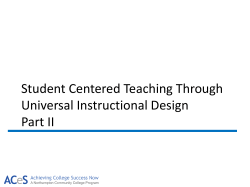 Student Centered Teaching Through Universal Instructional