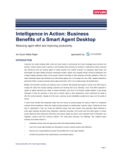 Intelligence in Action: Business Benefits of a Smart Agent Desktop