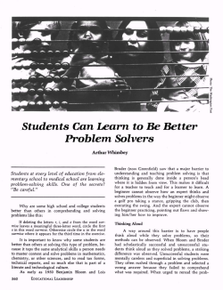 Students Can Learn to Be Better Problem Solvers